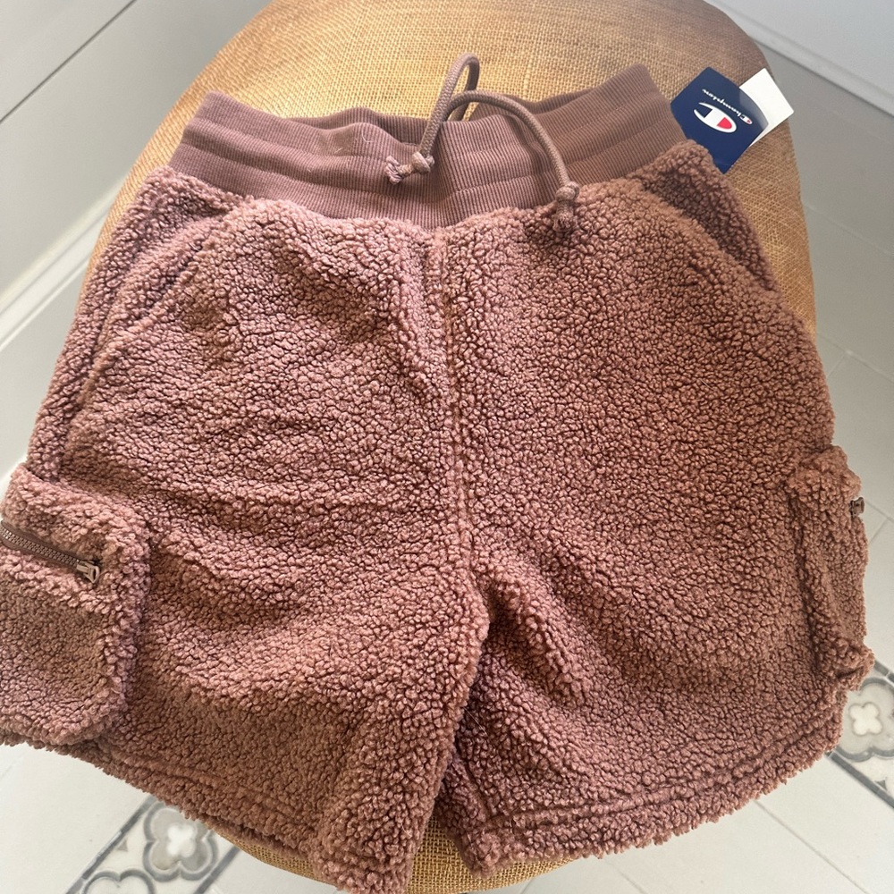 Brown fleece cargo shorts